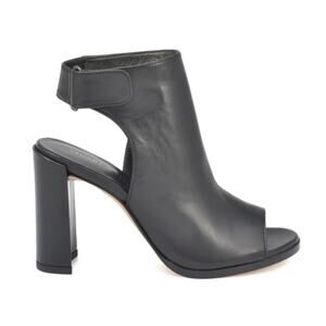 Stuart Weitzman Front Room Black Leather Heeled Booties 9.5